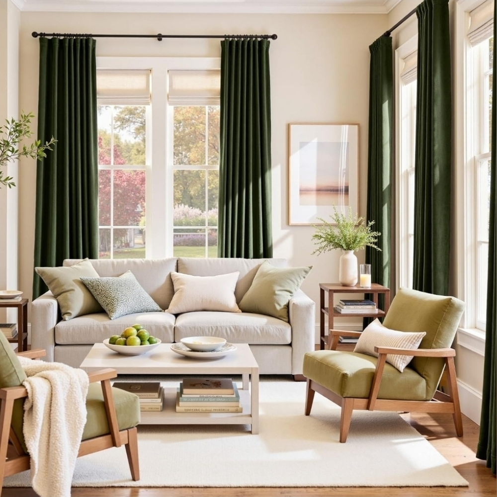 Luxury Velvet Pinch Pleat Blackout Curtains – Moss Green, 84” (2 Panels) - Picture 8 of 9